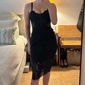 Black Lace Mid Dress